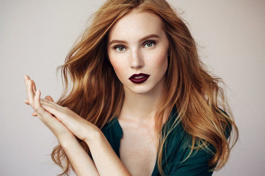 Studio shot of young beautiful woman