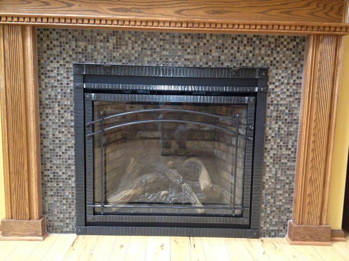 Small wood burning fireplace