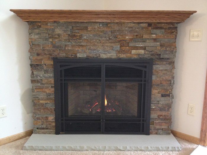 Traditional wood burning fireplace