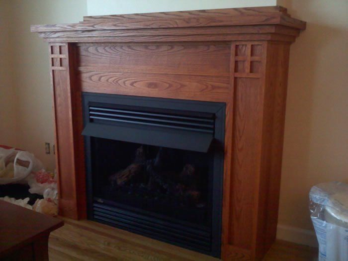 Classic wood burning fireplace installation