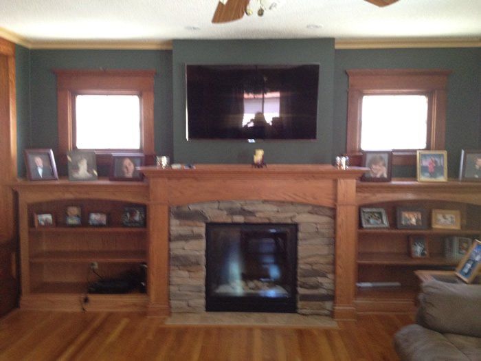 Living room gas fireplace installation