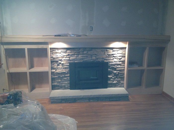 Custom mantel and gas fireplace installation
