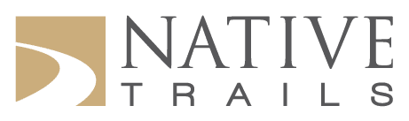 Logo of Native Trails: a road graphic inside a gold square next to dark gray text.