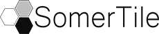 Logo for SomerTile with hexagon icon.