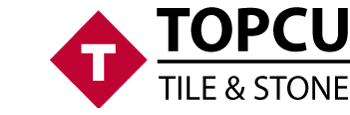 Logo of Topcu Tile & Stone: red diamond with white 