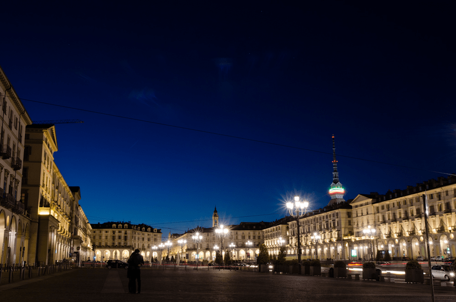 Piazza Vittorio di Torino di notte