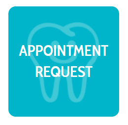 A blue square with a tooth and the words appointment request