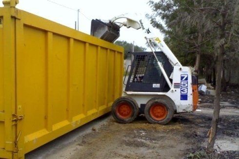 Camion con gru per la raccolta di rifiuti