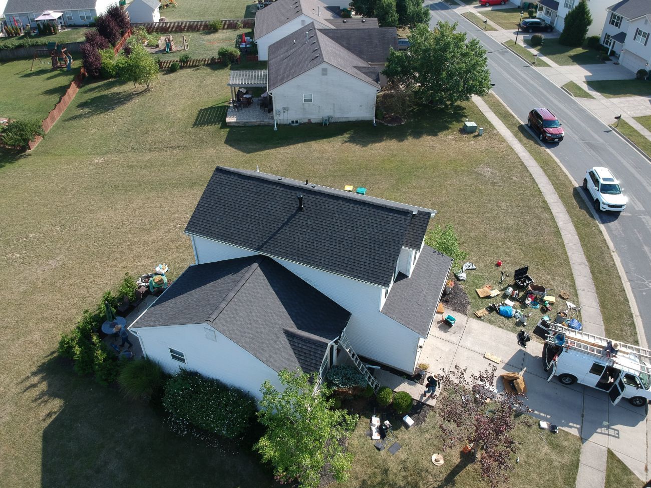 Roofers working on roof