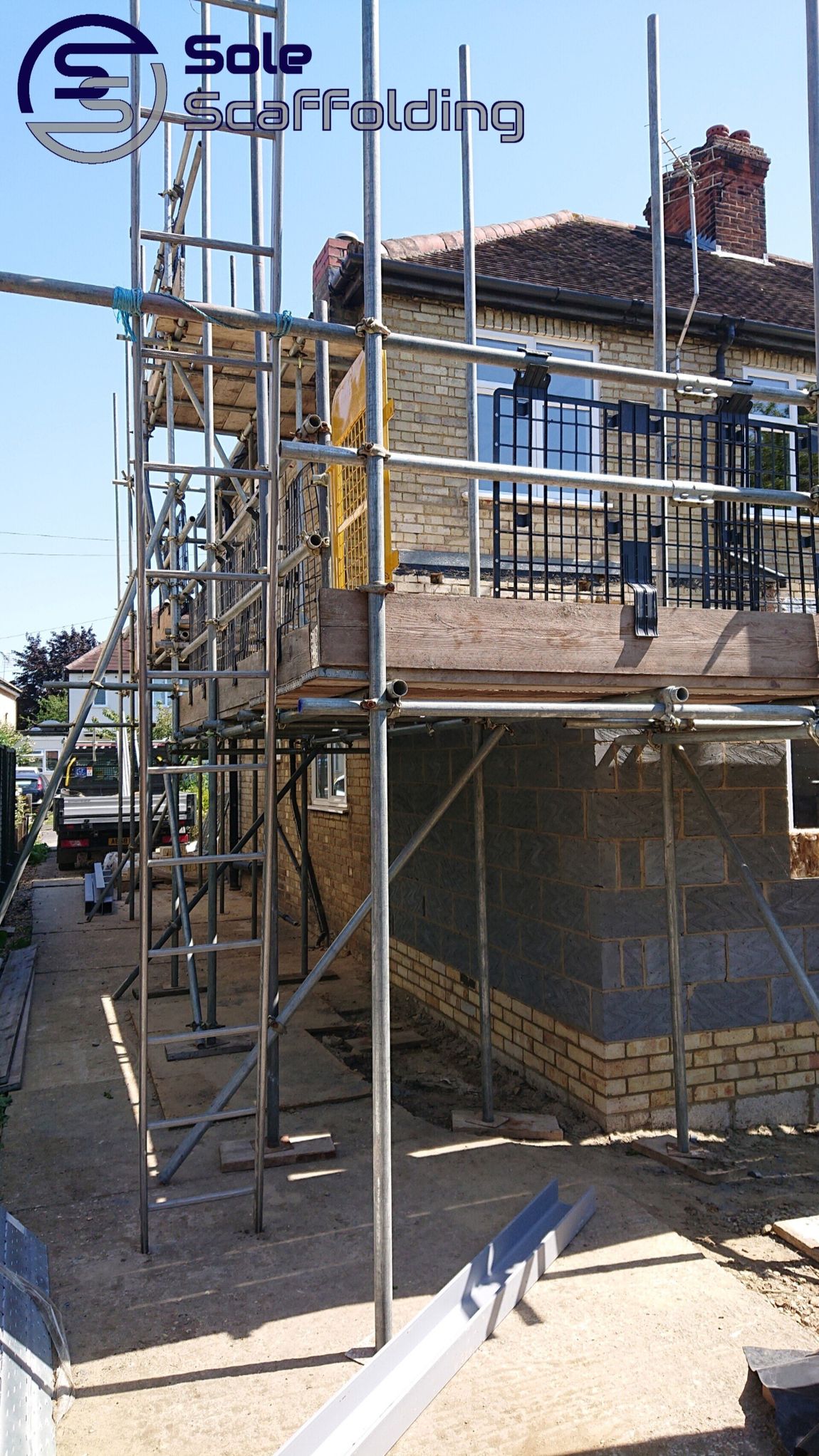 sole scaffolding - new build extension in Shelford