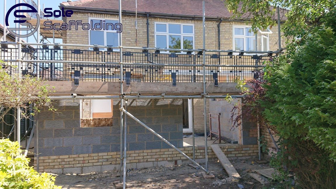 sole scaffolding - new build extension in Shelford