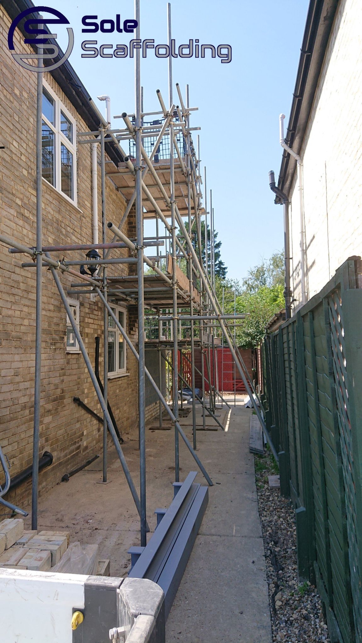 sole scaffolding - new build extension in Shelford