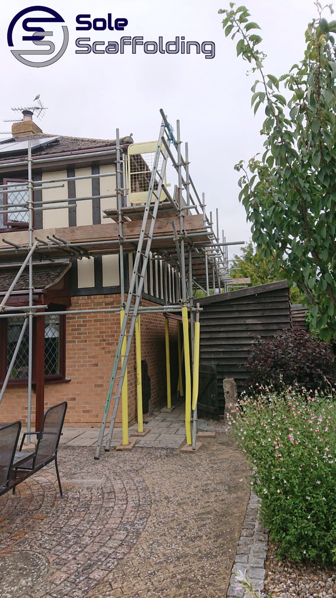 sole scaffolding - scaffold for painting external of a house in Soham