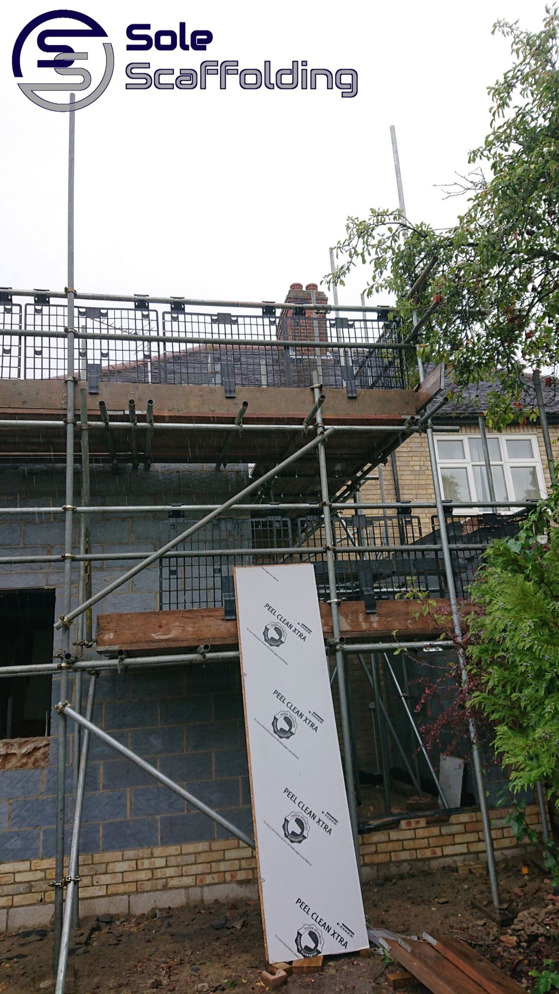 sole scaffolding - new build extension in Shelford