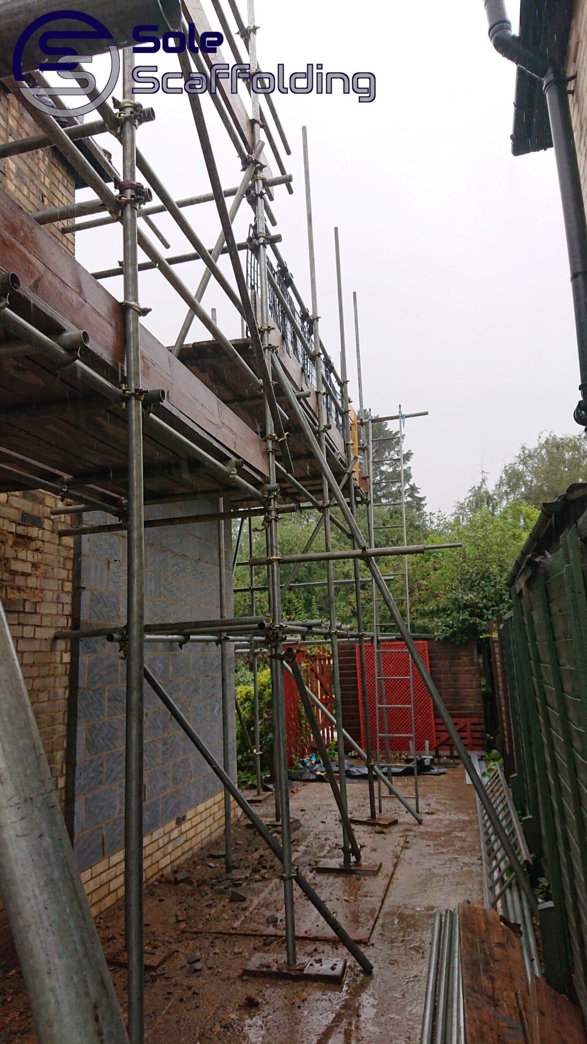sole scaffolding - new build extension in Shelford