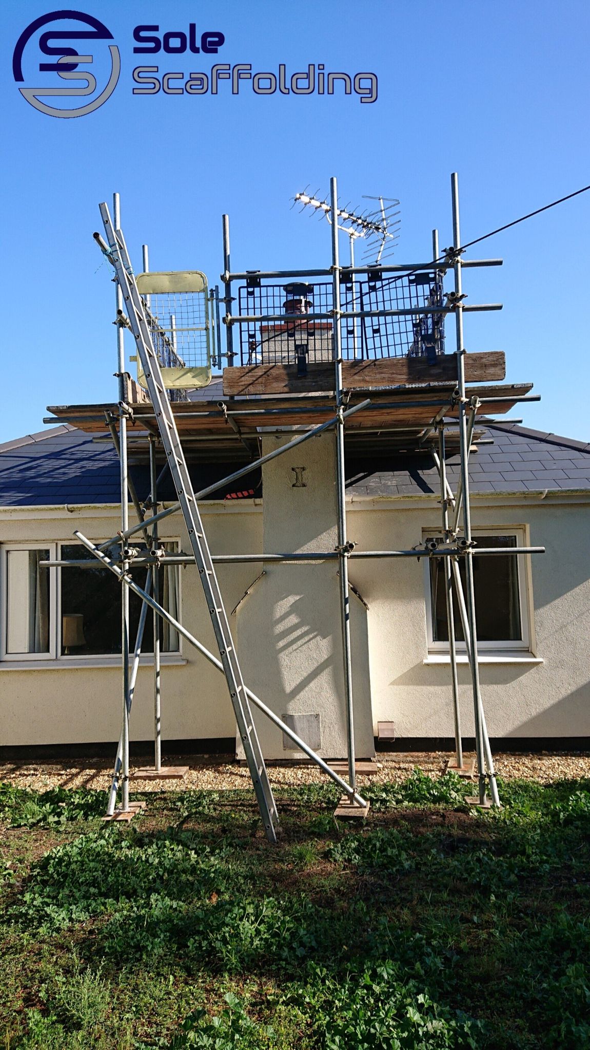 sole scaffolding - Chimney scaffold for repair works in Soham