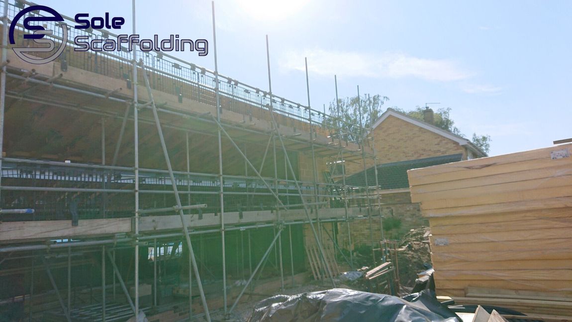 sole scaffolding - new industrial building in Cambridge