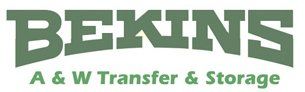 Bekins A & W Transfer & Storage logo in green font on a white background.
