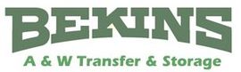 Bekins A & W Transfer & Storage logo in green font on a white background.