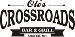 The logo for ole 's crossroads bar and grill in shafer , mn.