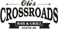 The logo for ole 's crossroads bar and grill in shafer , mn.