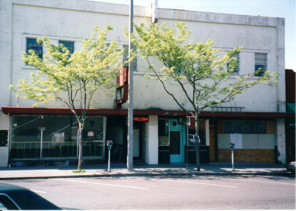 storefront with trees