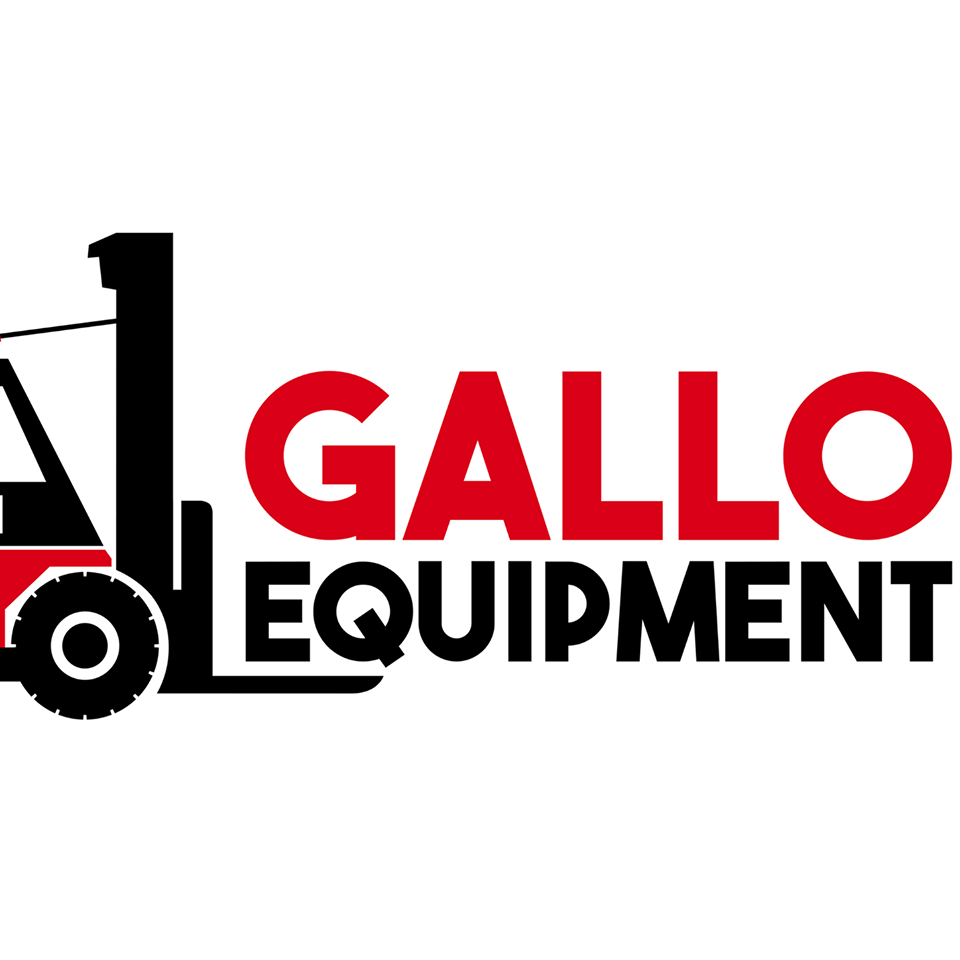 The logo for gallo equipment has a forklift on it.