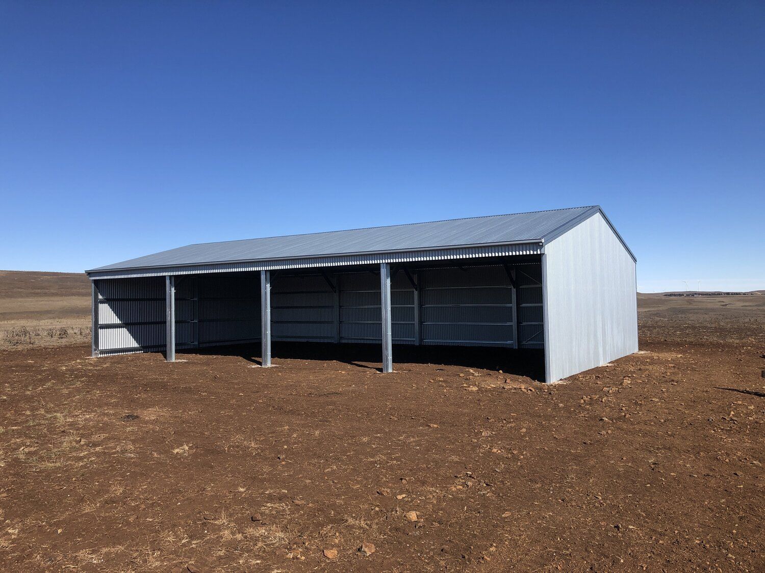 Large farm shed with open area barn - Snowy Sheds