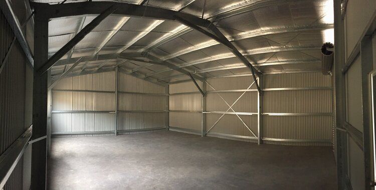 Interior of Industrial Steel Shed - Snowy Sheds