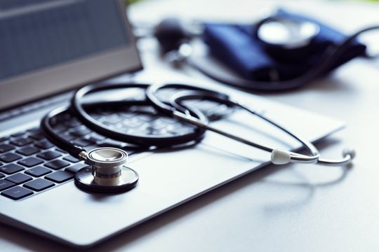 Stethoscope on Laptop Keyboard – St. Augustine, FL – Pain Management Specialists Stethoscope on Laptop Keyboard – St. Augustine, FL – Pain Management Specialists