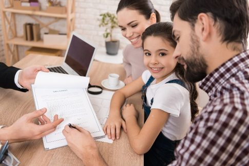 Family signing lease