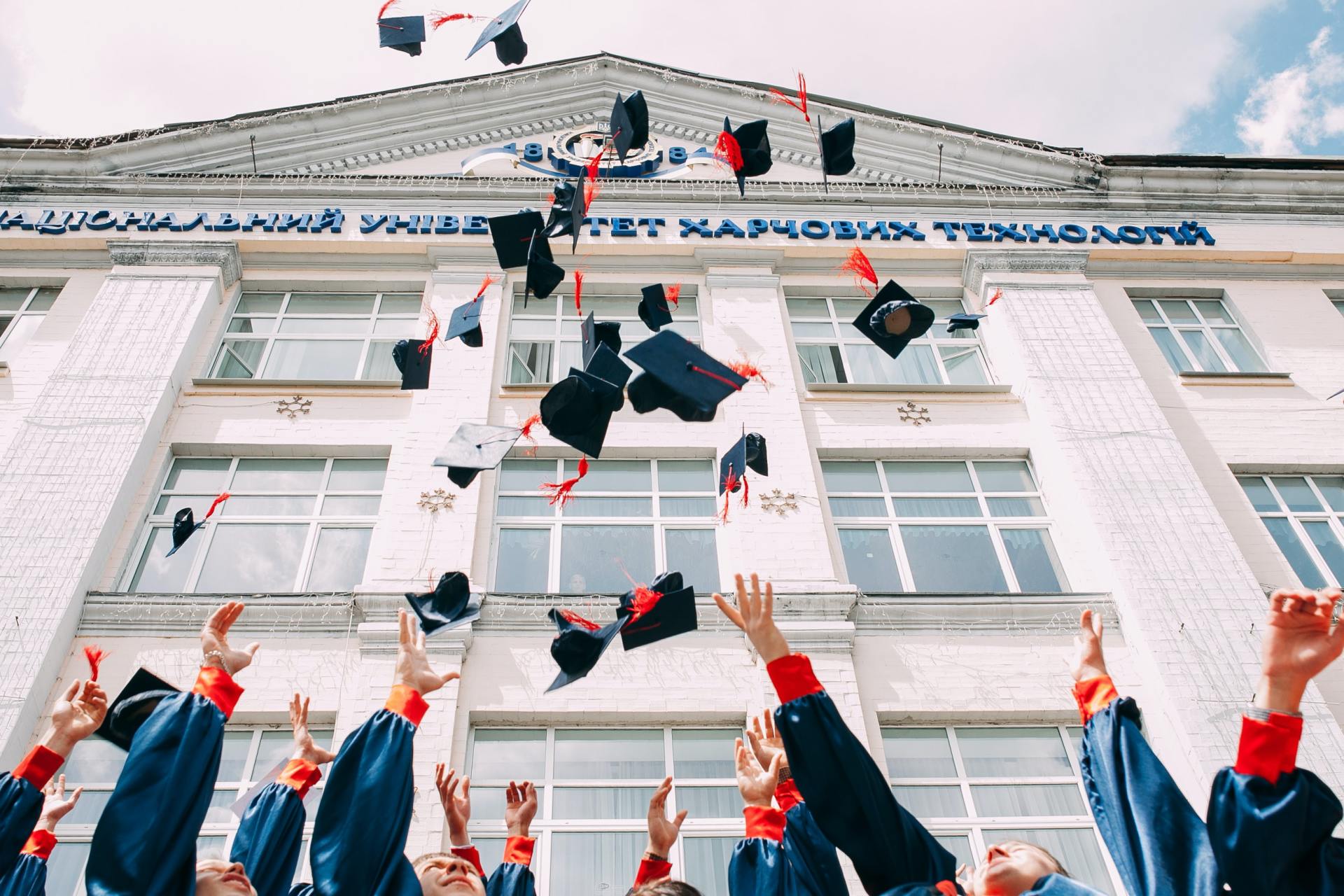 Graduation hat toss
