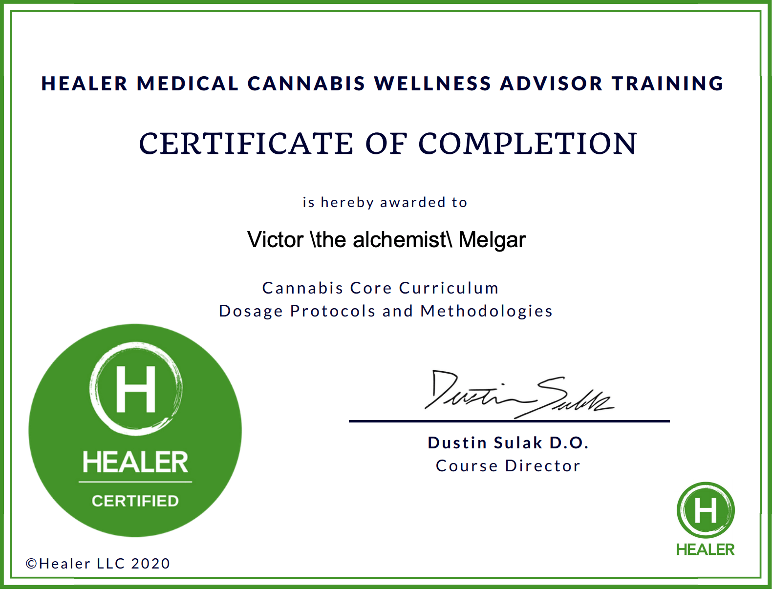Victhealkemist Certification
