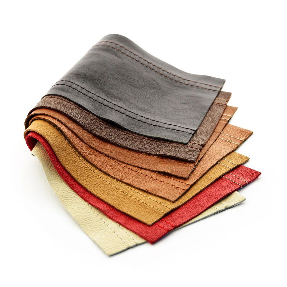 A sampler with different colors of leather