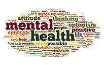 low poly heart Mental health concept in word tag cloud on white