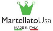 A logo for martellato usa made in italy with a green crown.