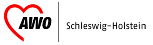 AWO-Logo mit rotem Herz und schwarzem Text, beschriftet mit „Schleswig-Holstein“