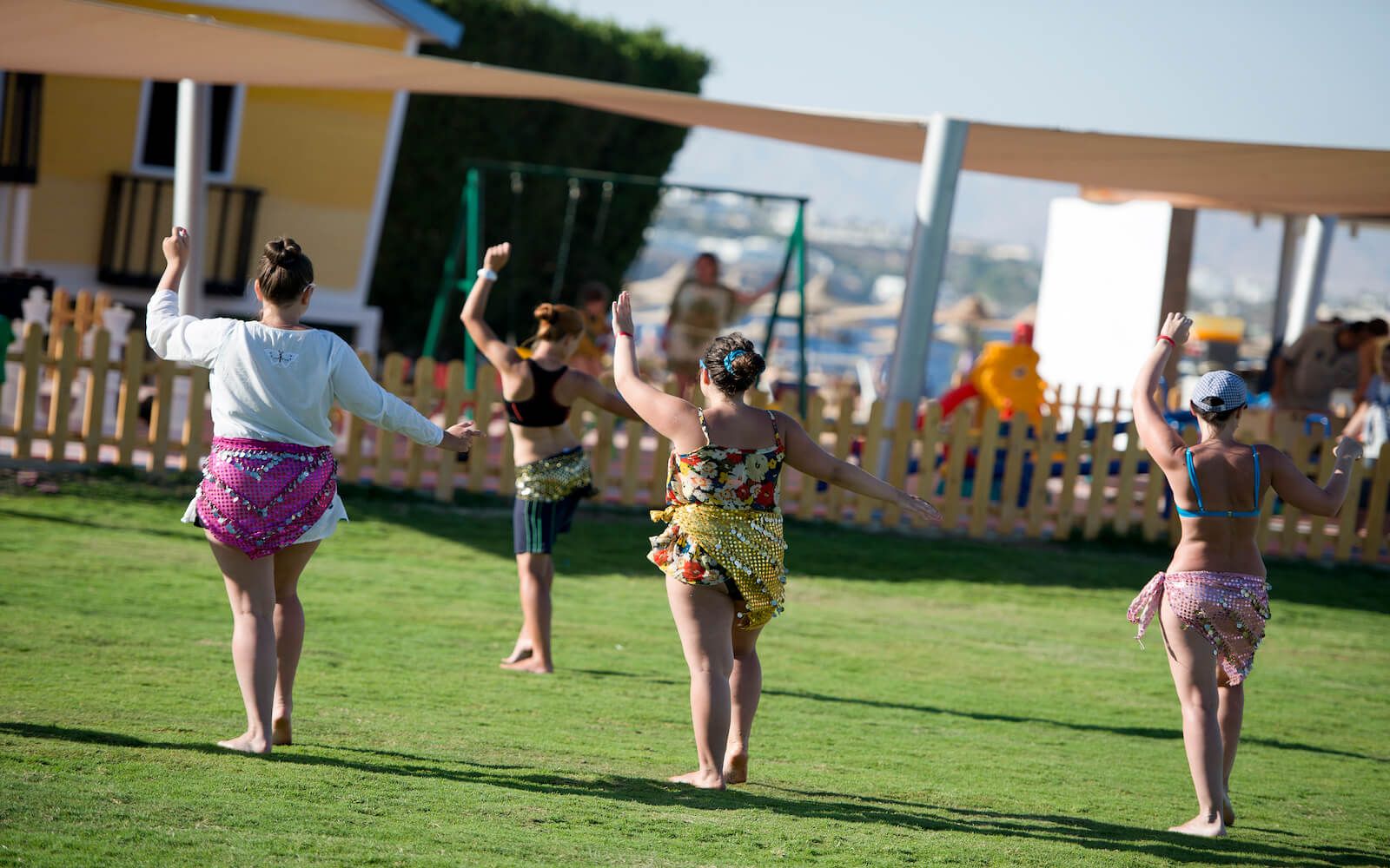 Beach belly dance session with animation team 