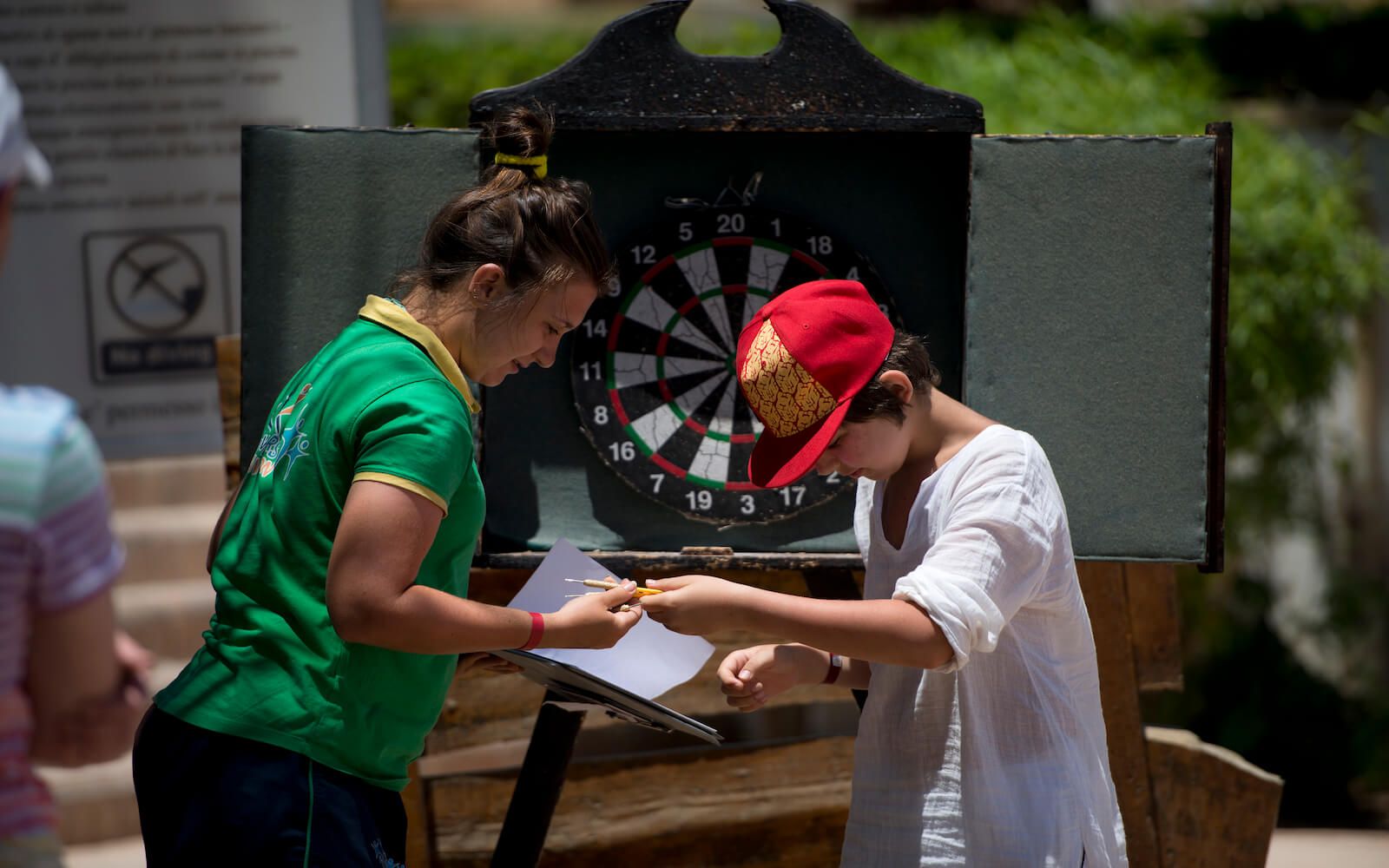 Outdoor darts activity at the resort