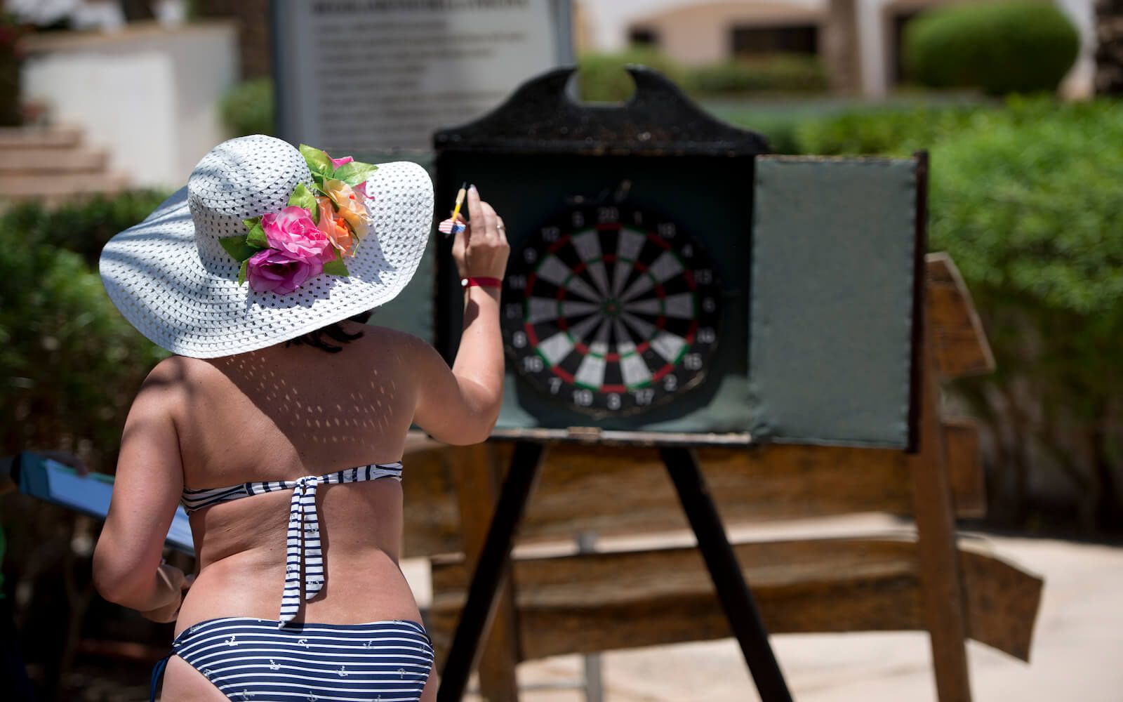 Outdoor darts activity at the resort
