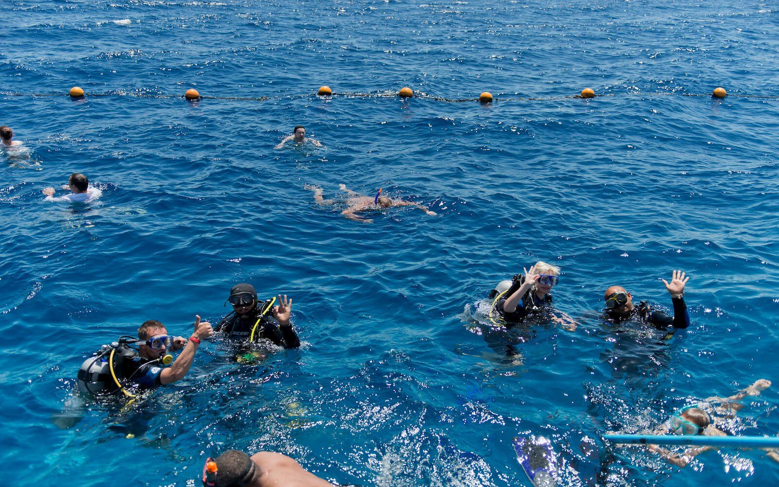 Guest snorkeling in the Red Sea at Amphoras Beach
