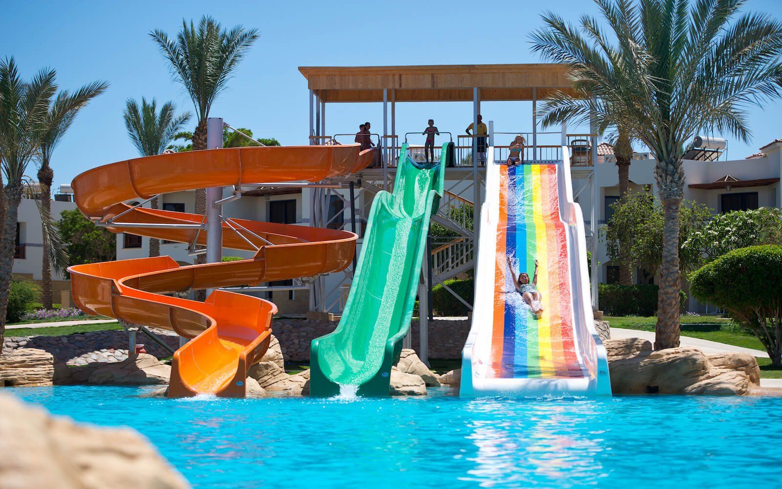 Colorful water slides at Amphoras Beach