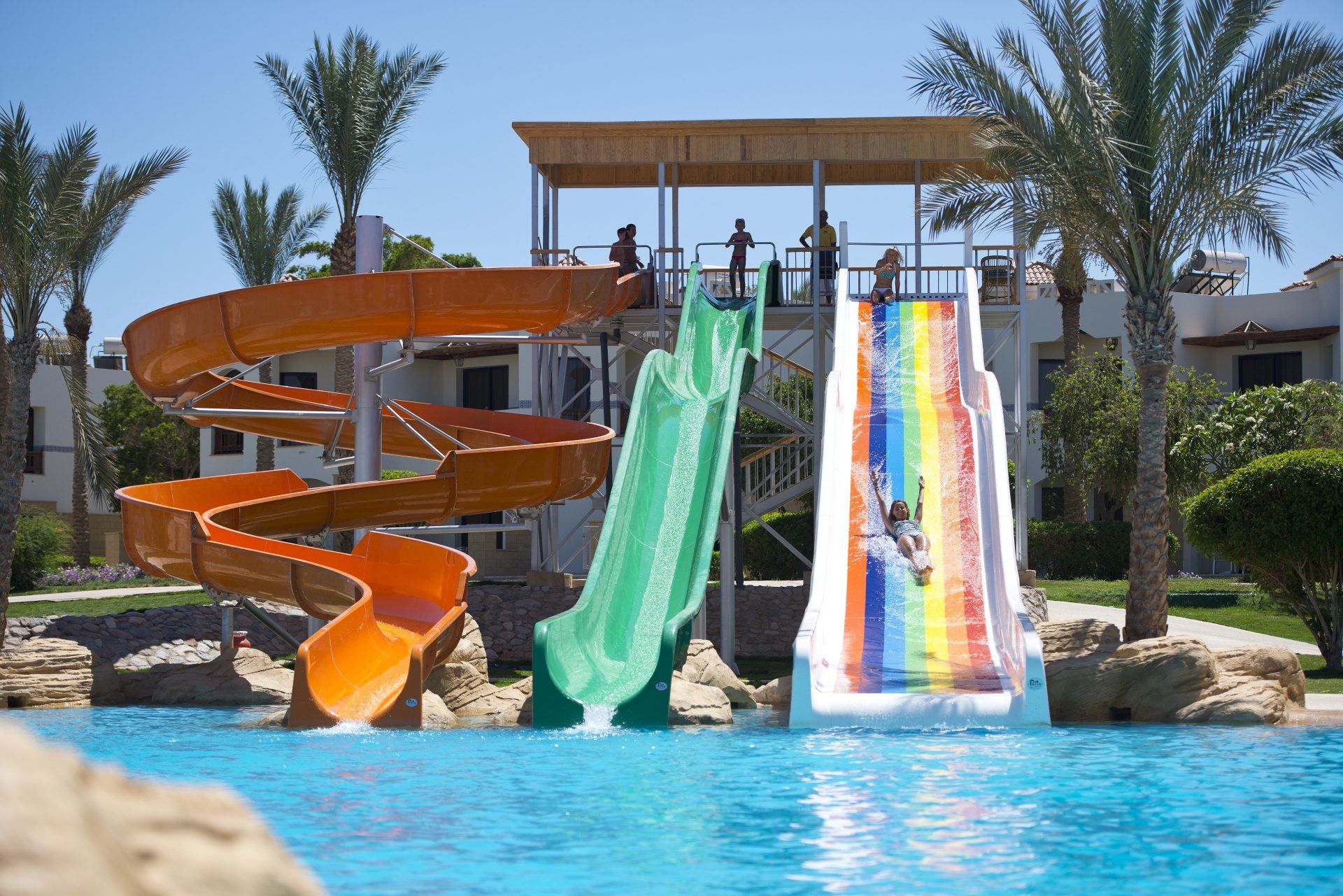 Family-friendly aqua park with pools and slides