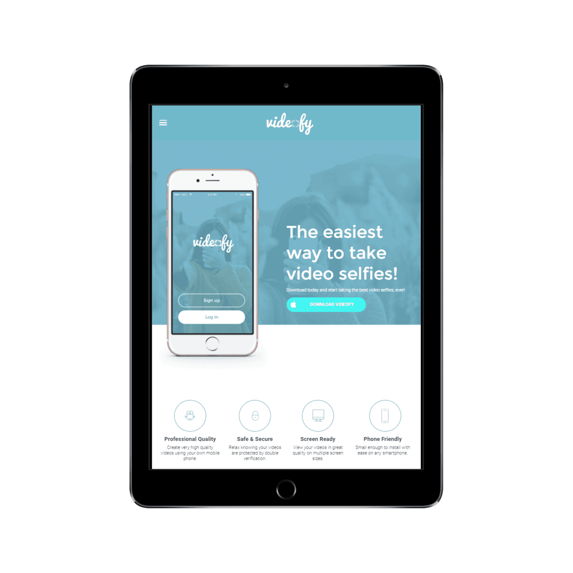 App Landing Page Template Tablet/iPad View