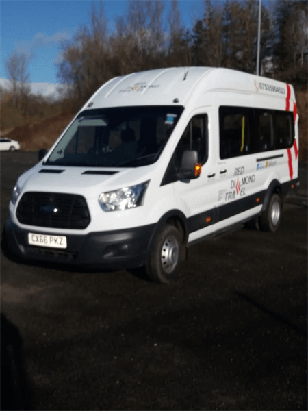 another front shot of a minibus
