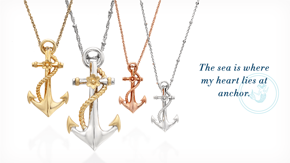 Four anchors and necklaces by Penny James