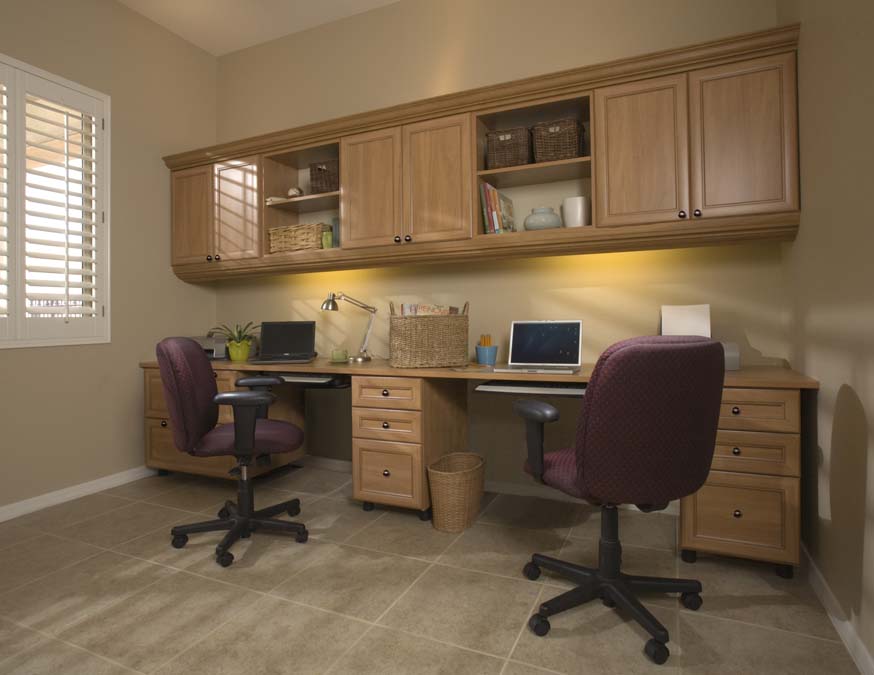 Custom Home Office Cabinets with Secret Finish