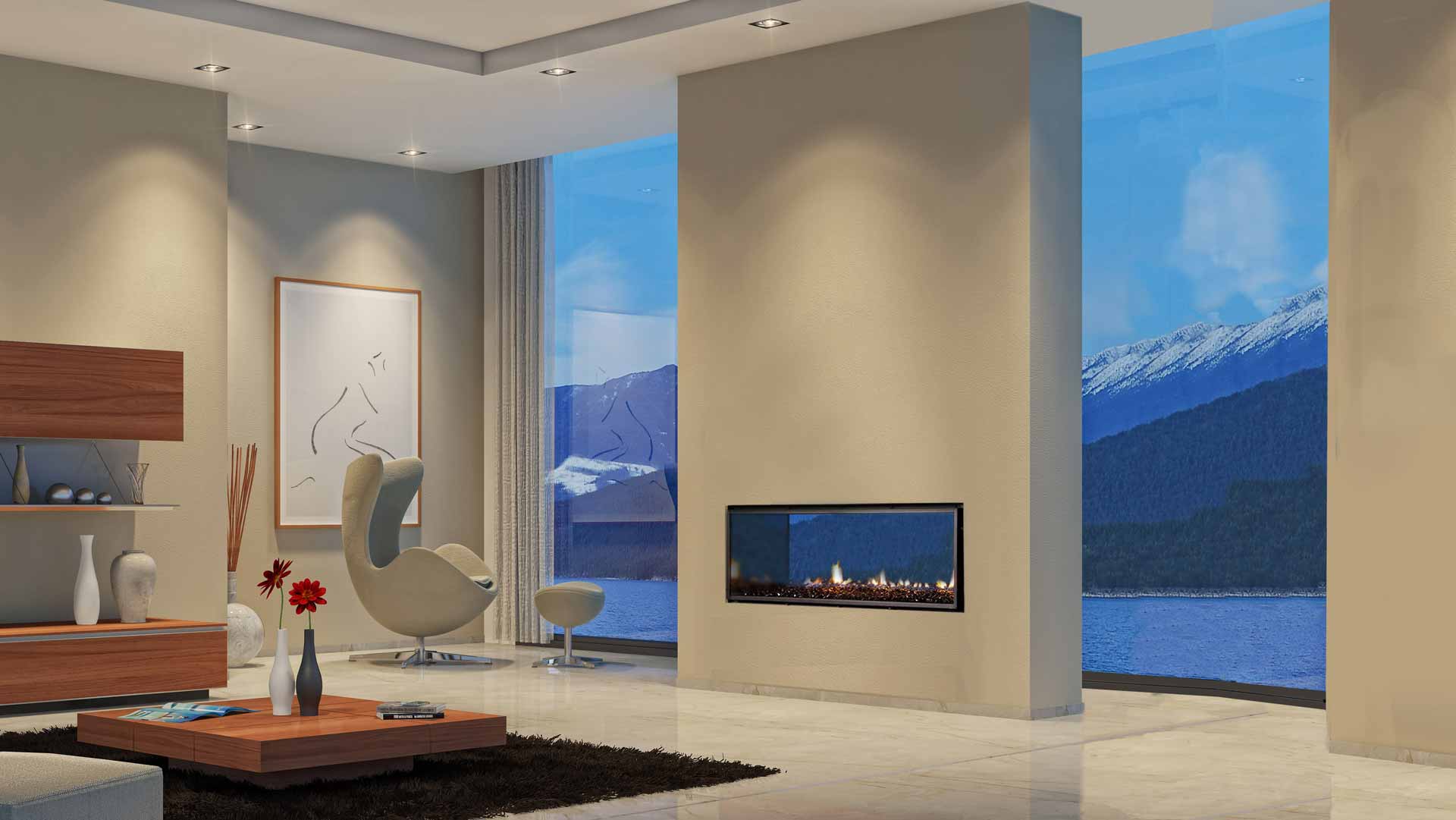 Escea which one will you choose Gas fireplace with control and settings
