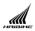 A black and white logo for haibike on a white background.