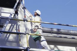 Expert painting a house